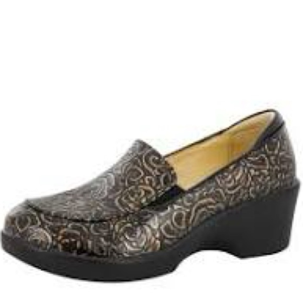 NEW ALEGRIA Women's Black and bronze Emma Loafers